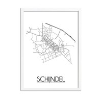 Schijndel Stadtplan-poster - Weiß Schwarz Grau