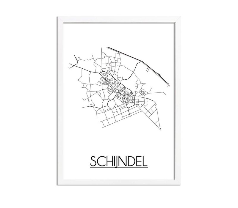 Schijndel Stadtplan-poster - Weiß Schwarz Grau