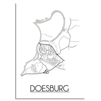 Doesburg Stadtplan-poster - Weiß Schwarz Grau