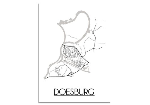 DesignClaud Doesburg Stadtplan-poster - Weiß Schwarz Grau