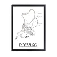 Doesburg Stadtplan-poster - Weiß Schwarz Grau