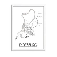 Doesburg Stadtplan-poster - Weiß Schwarz Grau