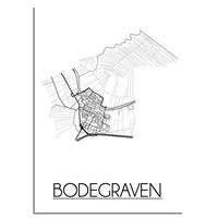 Bodegraven Stadtplan-poster - Weiß Schwarz Grau