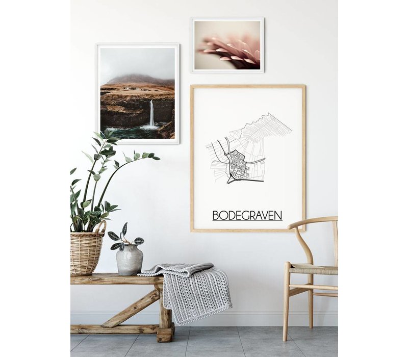 Bodegraven Stadtplan-poster - Weiß Schwarz Grau