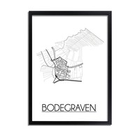 Bodegraven Stadtplan-poster - Weiß Schwarz Grau