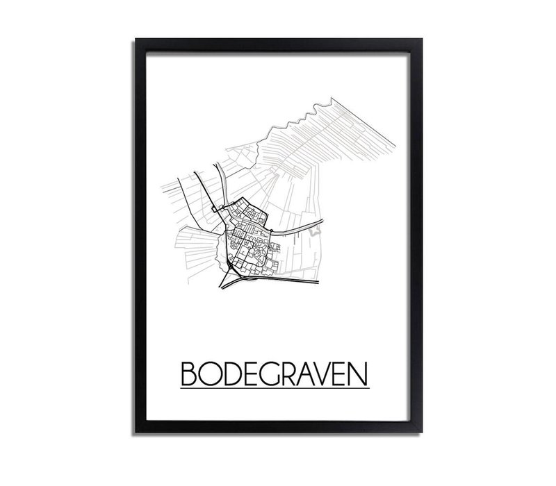 Bodegraven Stadtplan-poster - Weiß Schwarz Grau