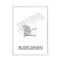 Bodegraven Stadtplan-poster - Weiß Schwarz Grau