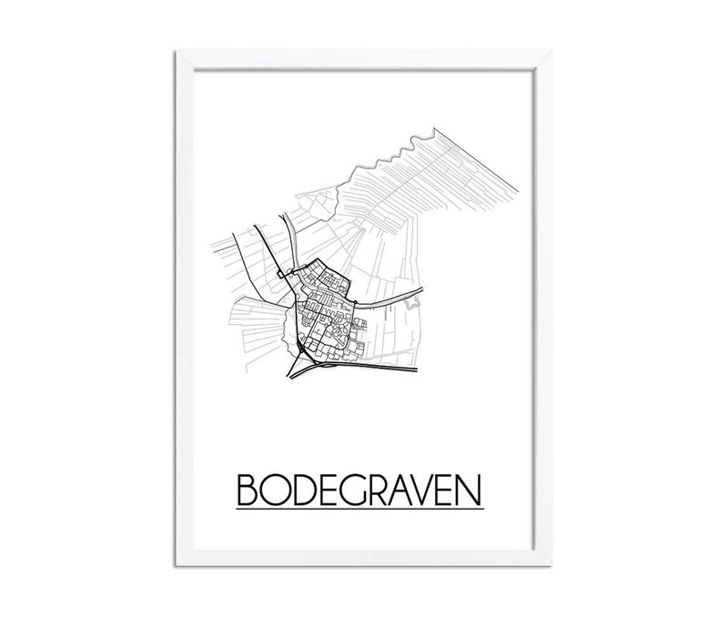 Bodegraven Stadtplan-poster - Weiß Schwarz Grau