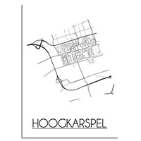 Hoogkarspel Stadtplan-poster - Weiß Schwarz Grau