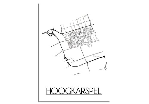 DesignClaud Hoogkarspel Stadtplan-poster - Weiß Schwarz Grau