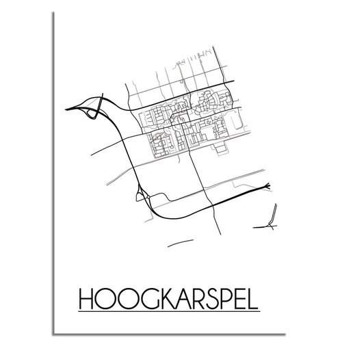 Hoogkarspel Stadtplan-poster - Weiß Schwarz Grau 