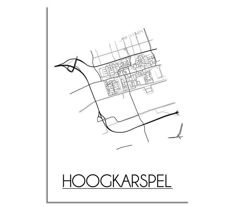 Hoogkarspel Stadtplan-poster - Weiß Schwarz Grau