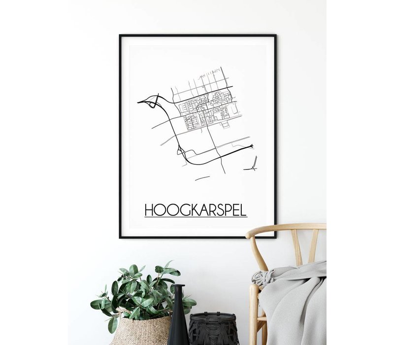 Hoogkarspel Stadtplan-poster - Weiß Schwarz Grau