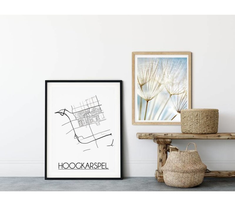 Hoogkarspel Stadtplan-poster - Weiß Schwarz Grau