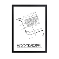 Hoogkarspel Stadtplan-poster - Weiß Schwarz Grau