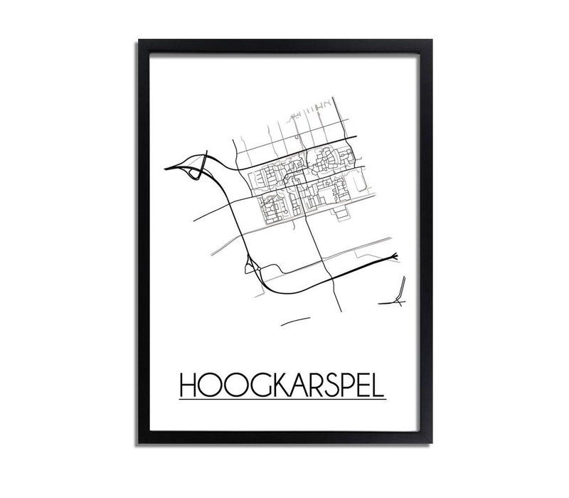 Hoogkarspel Stadtplan-poster - Weiß Schwarz Grau