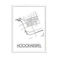 Hoogkarspel Stadtplan-poster - Weiß Schwarz Grau