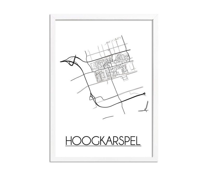Hoogkarspel Stadtplan-poster - Weiß Schwarz Grau