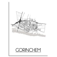 Gorinchem Stadtplan-poster - Weiß Schwarz Grau