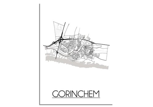 DesignClaud Gorinchem Stadtplan-poster - Weiß Schwarz Grau