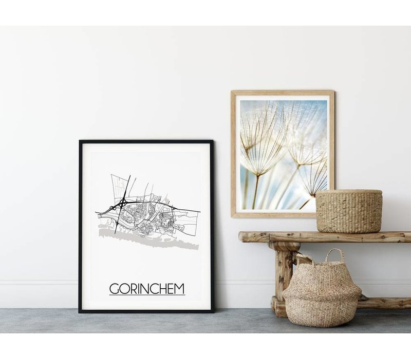 Gorinchem Stadtplan-poster - Weiß Schwarz Grau
