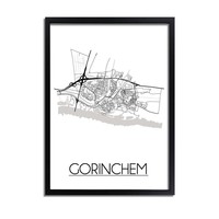 Gorinchem Stadtplan-poster - Weiß Schwarz Grau