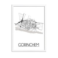 Gorinchem Stadtplan-poster - Weiß Schwarz Grau