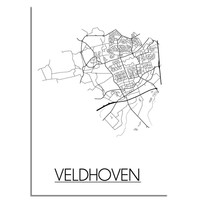 Veldhoven Stadtplan-poster - Weiß Schwarz Grau