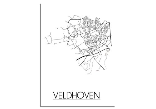 DesignClaud Veldhoven Stadtplan-poster - Weiß Schwarz Grau