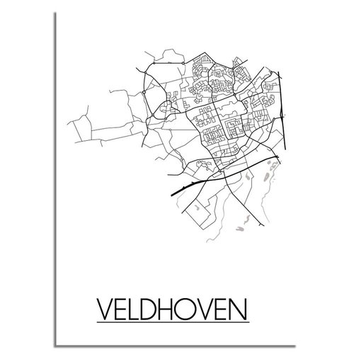 Veldhoven Stadtplan-poster - Weiß Schwarz Grau 