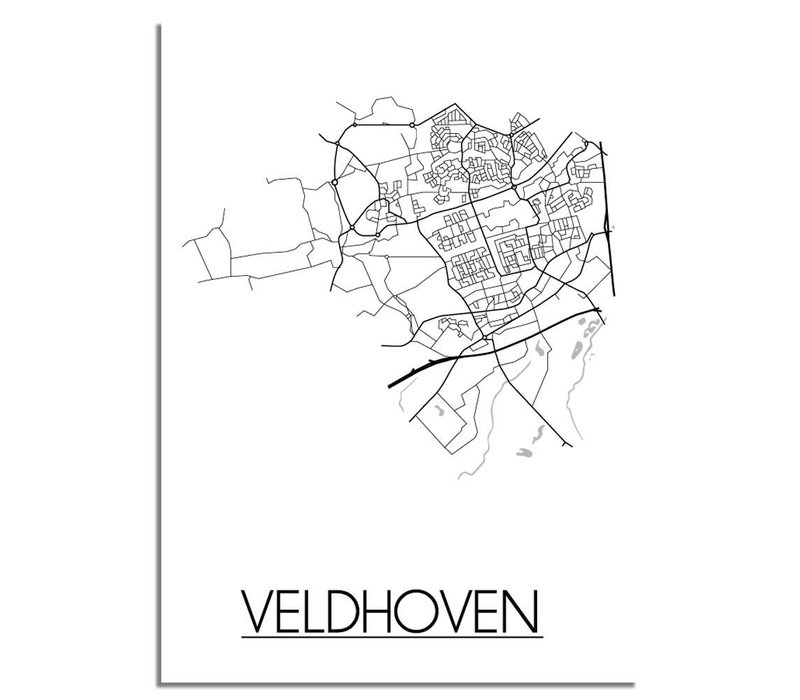 Veldhoven Stadtplan-poster - Weiß Schwarz Grau