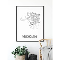 Veldhoven Stadtplan-poster - Weiß Schwarz Grau