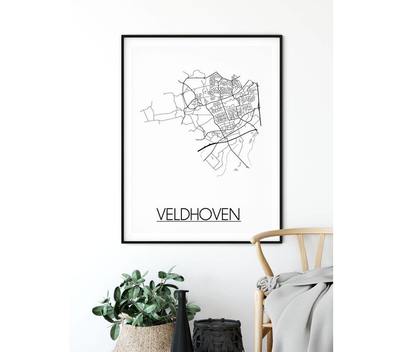 Veldhoven Stadtplan-poster - Weiß Schwarz Grau
