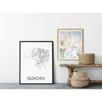 Veldhoven Stadtplan-poster - Weiß Schwarz Grau