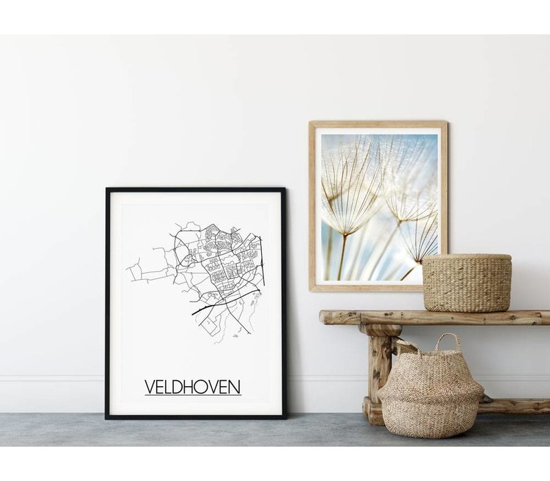 Veldhoven Stadtplan-poster - Weiß Schwarz Grau