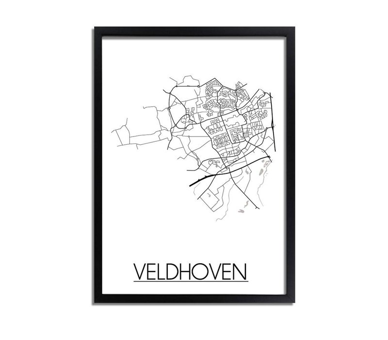 Veldhoven Stadtplan-poster - Weiß Schwarz Grau