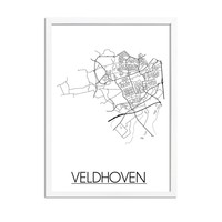 Veldhoven Stadtplan-poster - Weiß Schwarz Grau