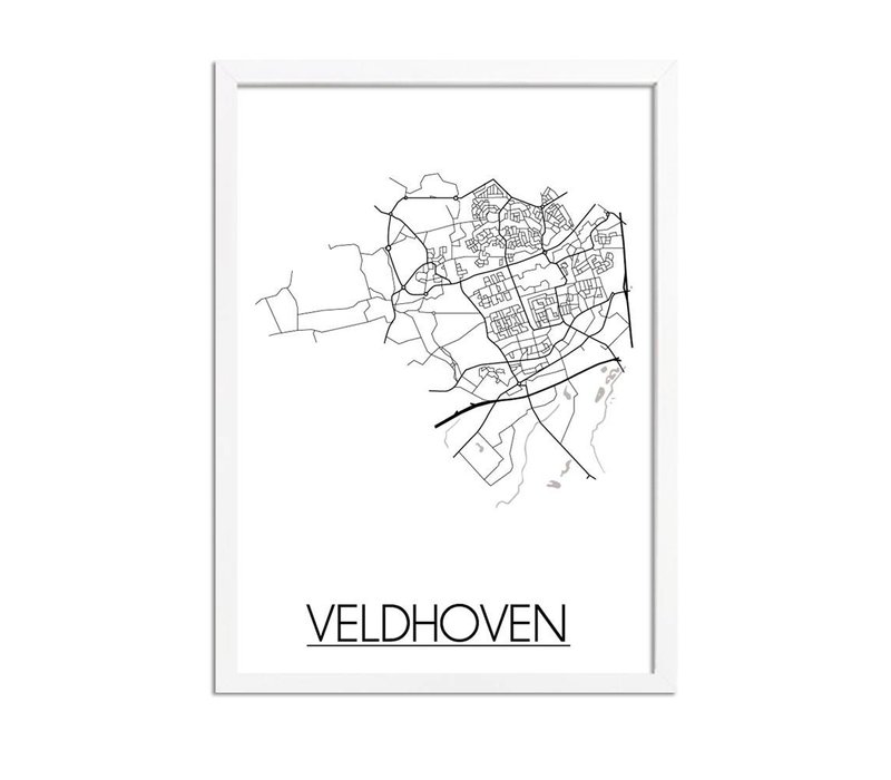 Veldhoven Stadtplan-poster - Weiß Schwarz Grau