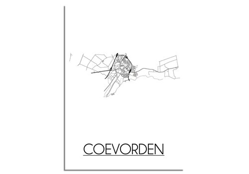 DesignClaud Coevorden Stadtplan-poster - Weiß Schwarz Grau