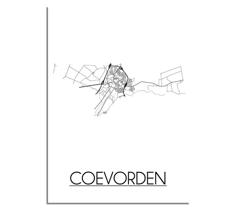 Coevorden Stadtplan-poster - Weiß Schwarz Grau