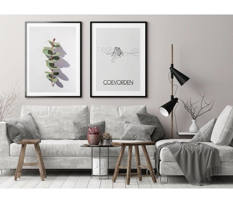 Coevorden Stadtplan-poster - Weiß Schwarz Grau