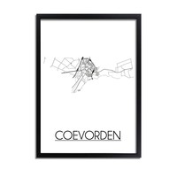 Coevorden Stadtplan-poster - Weiß Schwarz Grau