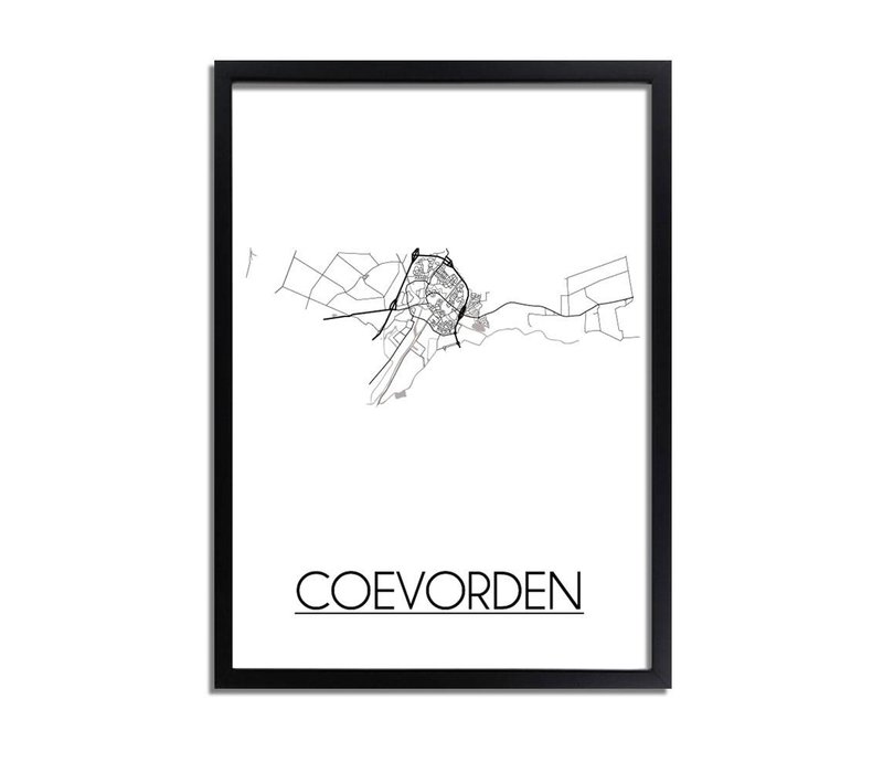 Coevorden Stadtplan-poster - Weiß Schwarz Grau