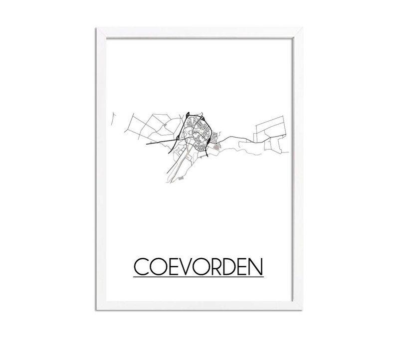 Coevorden Stadtplan-poster - Weiß Schwarz Grau