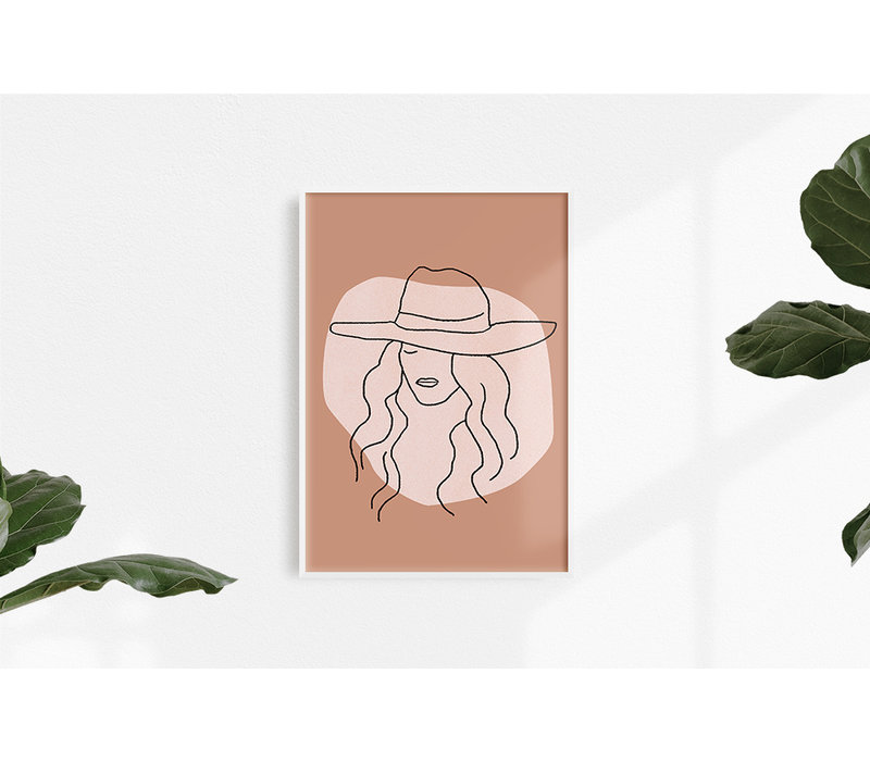 Frau mit Hut - Grafik-Poster