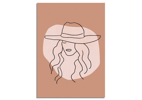 DesignClaud Frau mit Hut - Grafik-Poster