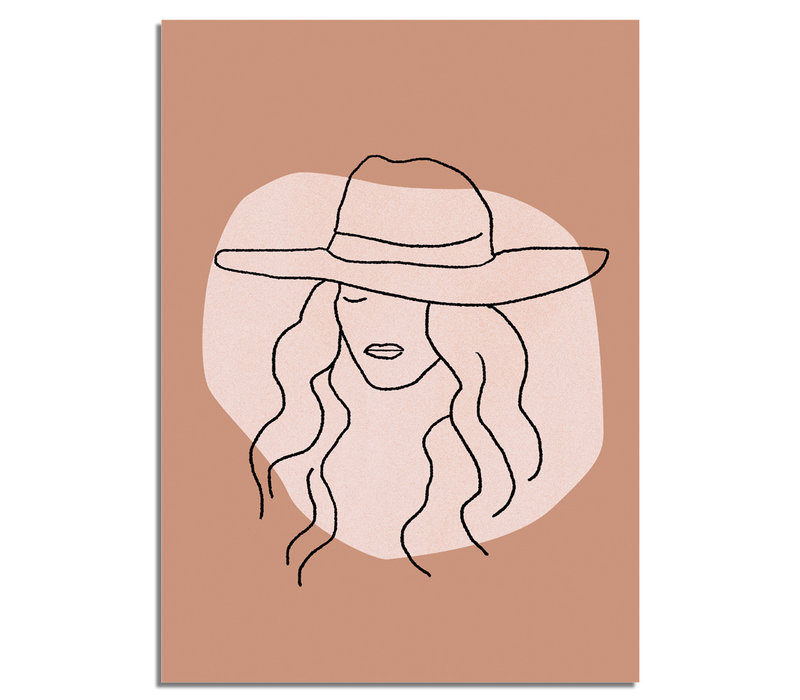 Frau mit Hut - Grafik-Poster