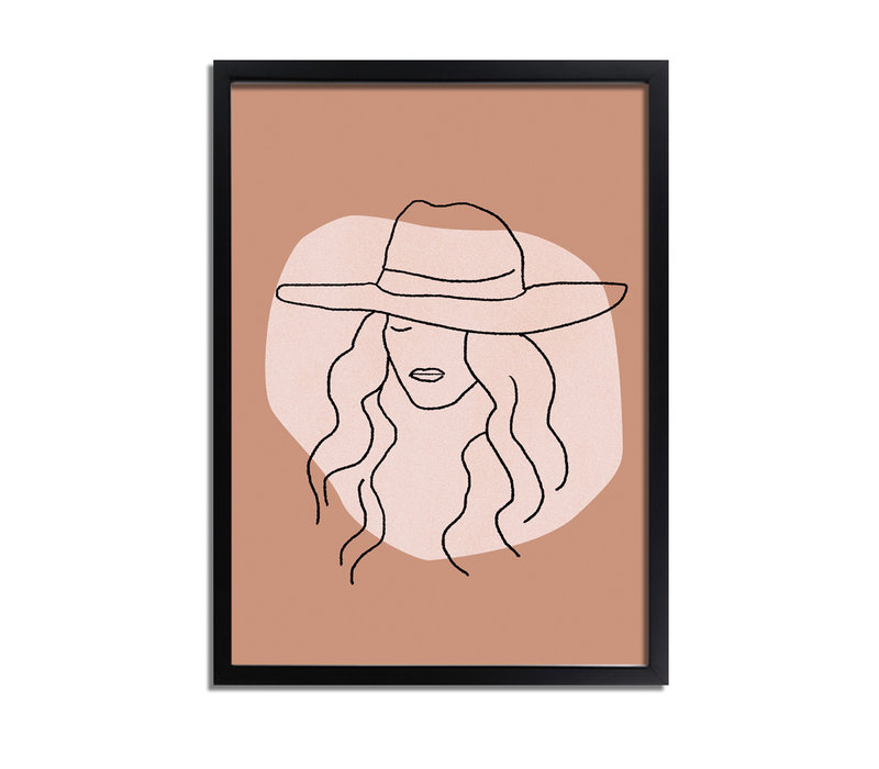 Frau mit Hut - Grafik-Poster