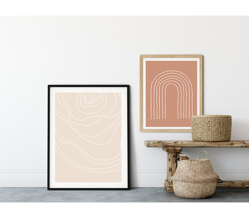 Linien Sandfarbe - Grafikposter
