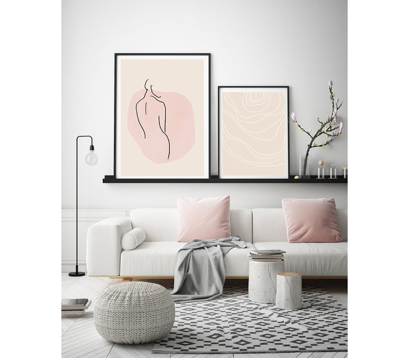 Linien Sandfarbe - Grafikposter